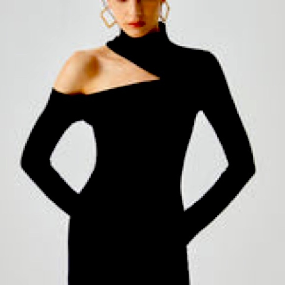 Black dress with cutout shoulder